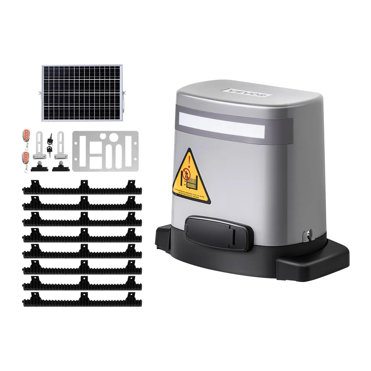 【summerfinds】VEVOR Solar Sliding Gate Opener, 280W Electric Gate Opener for Doors up to 65.6ft 1799lbs, Gear Track Rolling Fence Door Motor with Infrared Sensor & 2 Remote Controls, Driveway Gates Opening System