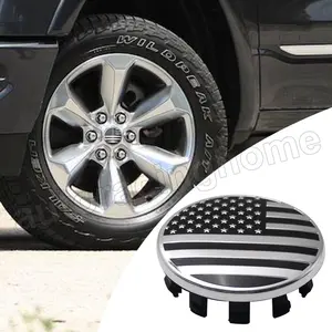 4pcs Custom 63mm Silver Black US Flag Wheel Center Hub Cap for 1500 Wheels 19-22 Car Accessories Truck