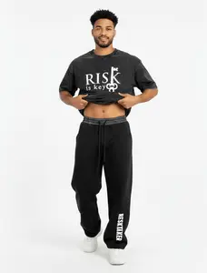 Risk is Key Plaid Waistband Barrel Leg Sweatpants - Heavyweight Streetwear Joggers
