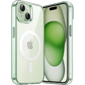 JETech Magnetic Case for iPhone 15 6.1-Inch Compatible with MagSafe Wireless Charging, Shockproof Phone Bumper Cover, Anti-Scratch Clear Back (Green)