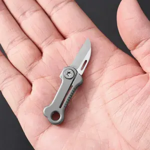 Mini Folding Pocket Knife, EDC Tiny Bone Shape Package Knife, Small Stainless Steel Blade with Titanium Alloy Handle, Ultra Compact and Lightweight for Daily Carry Camping Must Have