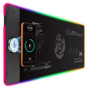 GAME Large RGB Gaming Mouse Pad with 15W Magnetic Wireless Charger, MagSafe Compatible Extended Desk Mat, 800x300mm LED Mousepad with 14 Light Modes, Includes Wall Adapter and Cable