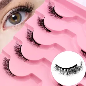 7 Pairs Half Eye False Eyelashes, Voluminous Curled Fluffy Lashes, Natural Look, Tail Extension, Comfortable Fit, Suitable for Various Occasions, Makeup, Cosmetic