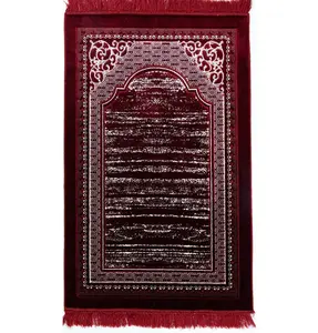 Lux Plush Regal Velvet Islamic Prayer Rug - Red Lux Plush Regal Velvet Islamic Prayer Rug - Red