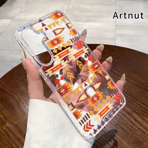 Magnetic Phone Case for Samsung Galaxy S26 Edge S23 Ultra S24 Plus FE S25 S22+ Tribal Geometric Harmony Pattern Non-Yellowing Shockproof Soft Silicone Transparent Acrylic Large Hole Cover Supports Wireless Charging