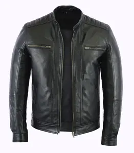 Hand Made Men Fashion Real Leather lambskin Leather Biker Style Motorcycle Jacket Plain Menswear