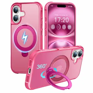 PuyaTeya 360° Spin Invisible Stand Phone Case for iPhone 15, 16, 17, Pro, Pro Max,  with All-around Protection Magnetic Wireless Military-Grade Shockproof Phone Cases