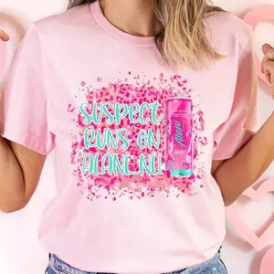 Pink Alani Coquette T-Shirt, Alani Energy Tee, Pink Pow Coquette Shirt, Funny “Suspect Runs On Alani” Graphic Tee Gift For Women