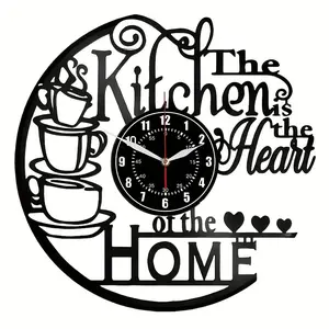 Retro vinyl wall clock, kitchen theme, used for home, kitchen, dining room, coffee bar, Living room decoration, birthday, holiday gifts