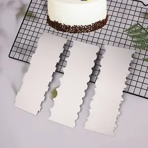 Cake Decorating Scrapers Set, 8 Design Stainless Steel Cake Side Smoothers with Scalloped/Straight/Notched Edges, Baking Tools for Buttercream Frosting & Cake Textures, Pastry Decorating Tools