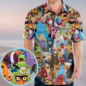 The Muppet Show Hawaiian Shirt, Retro Cartoon Vacation Outfit, Funny Summer Shirt For Fans, Kermit the Frog Gift, Muppet Tropical Tee