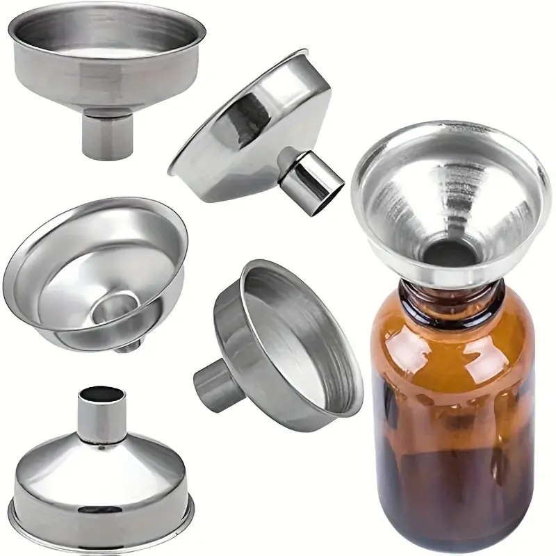 2 stainless steel mini funnel - leak proof and quick pour essential oil, amber bottle, alcohol bottle, DIY lipstick, spices, perfume and powder, bottle funnel
