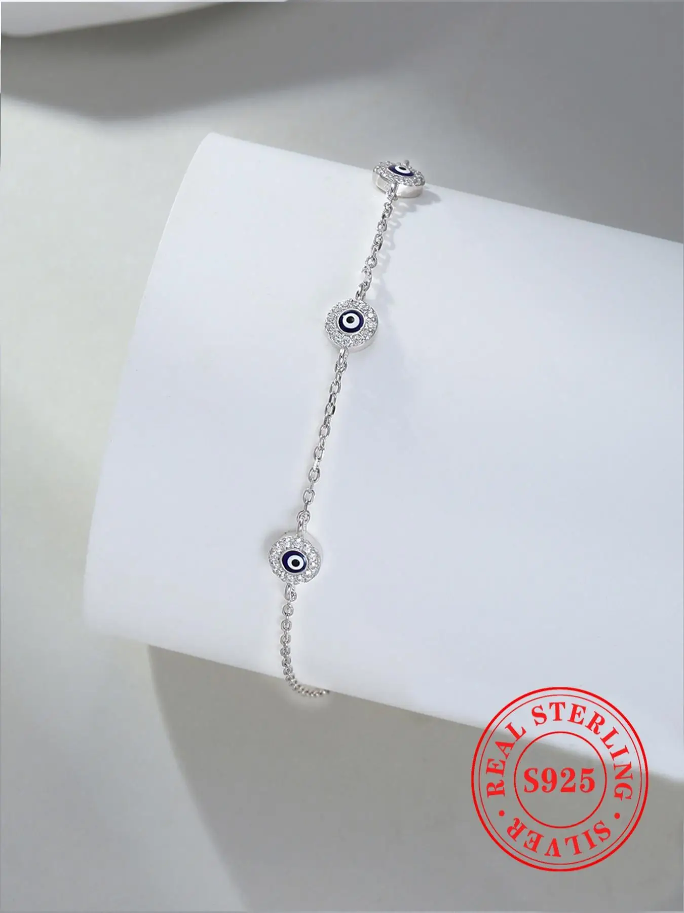 925 Sterling Silver Fashion Eye Design Bracelet, Fashion Jewelry for Party, Daily Clothing Decor, Trendy All-match & Exquisite Jewelry for Birthday Gi