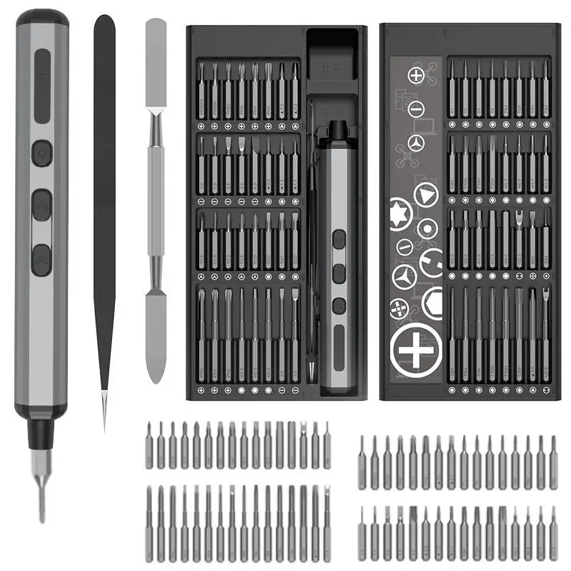 68 In 1 Electric Screwdriver Set Precision Screwdriver Set With 64 Magnetic Bits, Rechargeable 2 Gears Torque Power Screwdriver Kit For Electronics, C