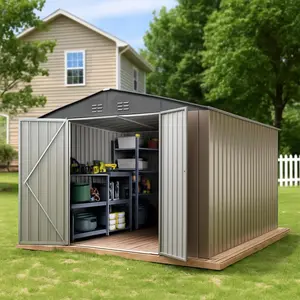 8 x 12 FT Outdoor Storage Shed, Metal Garden Shed with Updated Frame Structure, Tool Sheds for Backyard Garden Patio Lawn, Weatherproof, Part Labeled