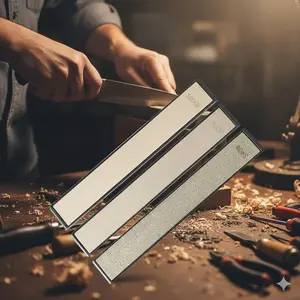 Professional Diamond Knife Sharpener for Home & Outdoors - Multi-Grit Sharpening Stone System (80 to 3000 Grit) for Knives, Scissors & Axes. Portable, Durable, Slip-Resistant Handle & Replaceable Diamond Coated Stones for Precision Edge Restoration.