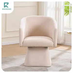 RIMIKING 360° Swivel Barrel Accent Chair with Ergonomic Contour, High-Density Foam Cushion, Durable Upholstery Fabric, Solid Rotating Pedestal Base