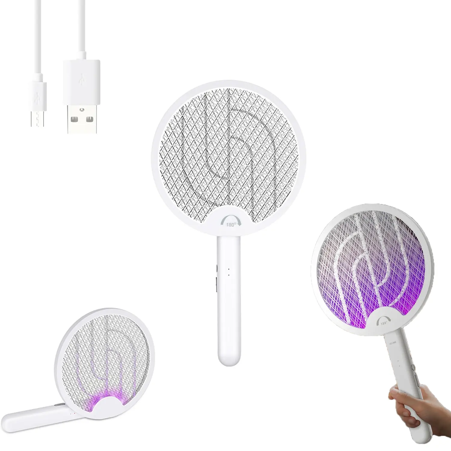 Electric Fly Swatter, Bug Zapper Companion, Mosquito Killer Racket | Gold Zone Voltage, Bug Zapper Racket Indoor with USB Rechargeable, Mosquitoes Trap Lamp Rechargeable