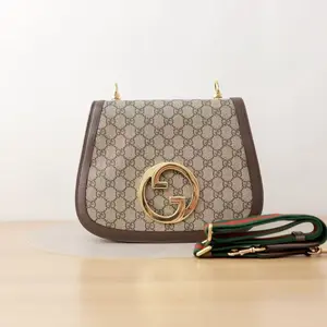 Pre-owned GUCCI GG Supreme Canvas Crossbody Bags Blondie Medium Flap Brown CPU0331