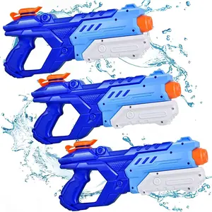 3-Pack Plastic Water Guns for Kids and Adults, 600cc High Capacity Sprayer, Long Range Splash Toy, Pool Beach Outdoor Battle Game, Blue Color