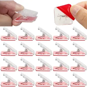 20 Pieces Self Adhesive Clips Double-Sided Adhesive Spring Clips, Wall Tapestry Hangers Photo Holders for Poster Paper Flag Rope, Suitable for Home Office Teacher Use