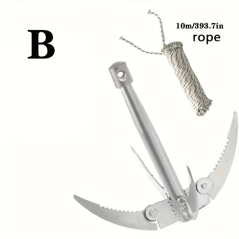Foldable Grappling Anchor Hook, a Multi-Purpose Functional Tool for Kayaking Gear, Tree Climbing & Weed Removal, Includes 10m Rope, Foldable Hook, Fishing Weed, Folding Water Grass Cutting Anchor Hook