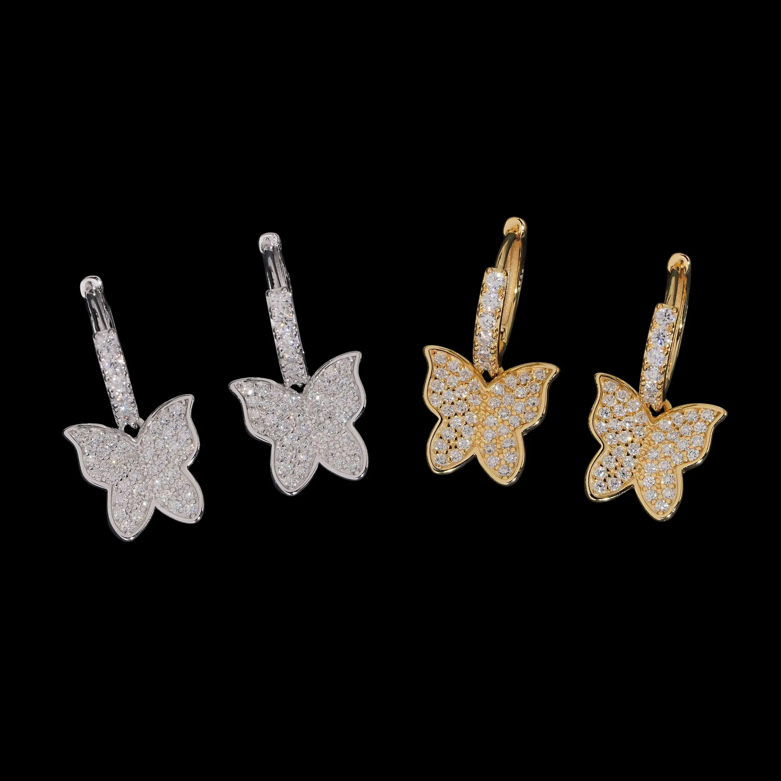 Butterfly Pavé Hoop Earrings Lab Diamond – 14k Gold