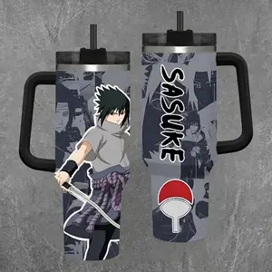 Sasuke The Last Uchiha Sharingan Tumbler 20oz 40oz Insulated Mug With Handle, Anime Coffee Cup, Otaku Gift, Gamer Travel Drinkware, Stylish Daily Beverage Flask, Naruto Fan Present