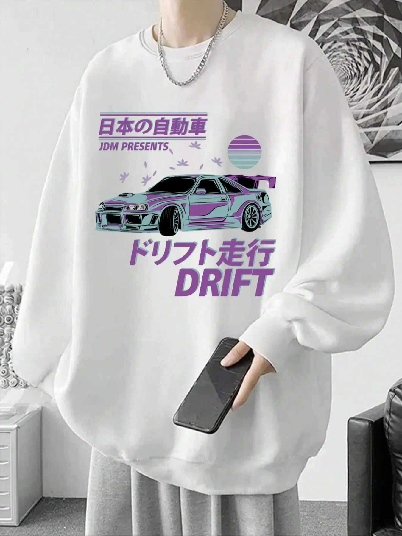 Men's Letter & Character Print Round Neck Essentials Sweatshirt, Loose Casual Drop Shoulder Pullover Streetwear, Cold Weather Gear, Stylish Streetwear