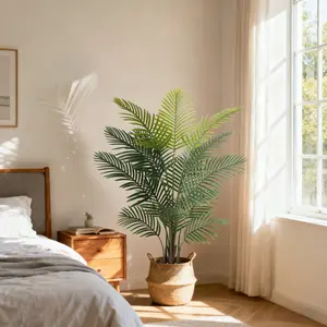 4/5/6 Ft Artificial Brown Palm Tree, Home Decor, Artificial Silk Tropical Palm Tree with Pot, Suitable for Indoor Outdoor Home Living Room Office Porch Garden