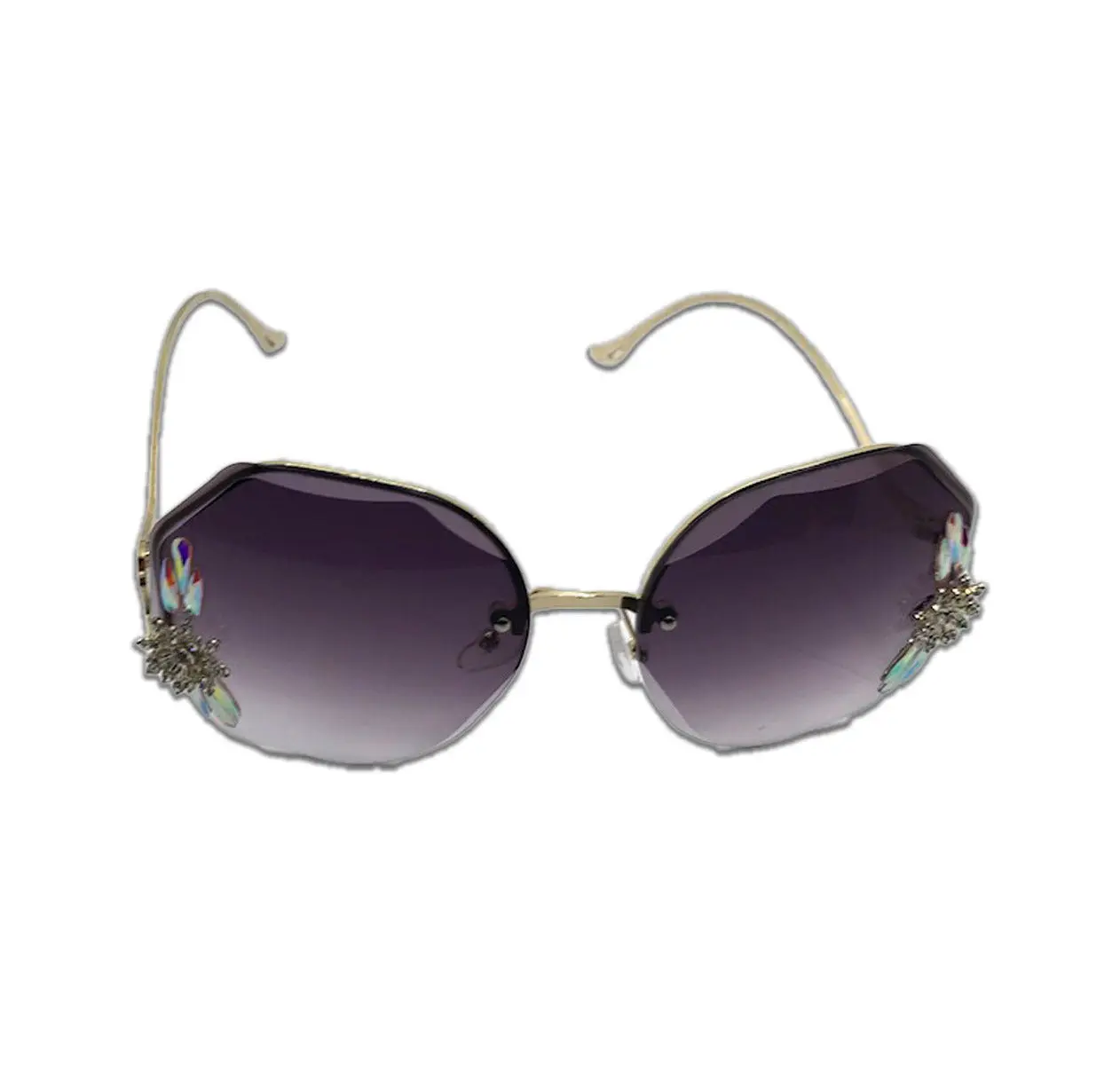 Women's Premium Jeweled Fashion Glasses - Female Purple Tinted Lens Modern Sunglasses, Fashion Accessories