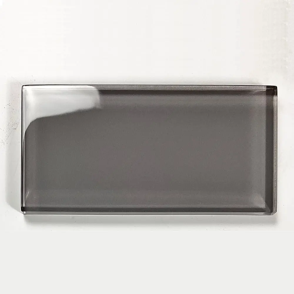 360 stand Rectangular Glossy Glass Tile, 3 in. x 6 in. Metro Pebble Gray Backsplash Wall Tile for Kitchen, ABOLOS UNBMET0306-PE[FO]
