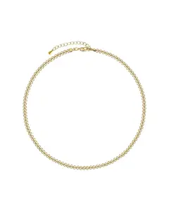 Gold Choker - Elegant 14k Gold Plated Water Resistant Necklace with Adjustable Chain & Lobster Claw Clasp for Any Occasion