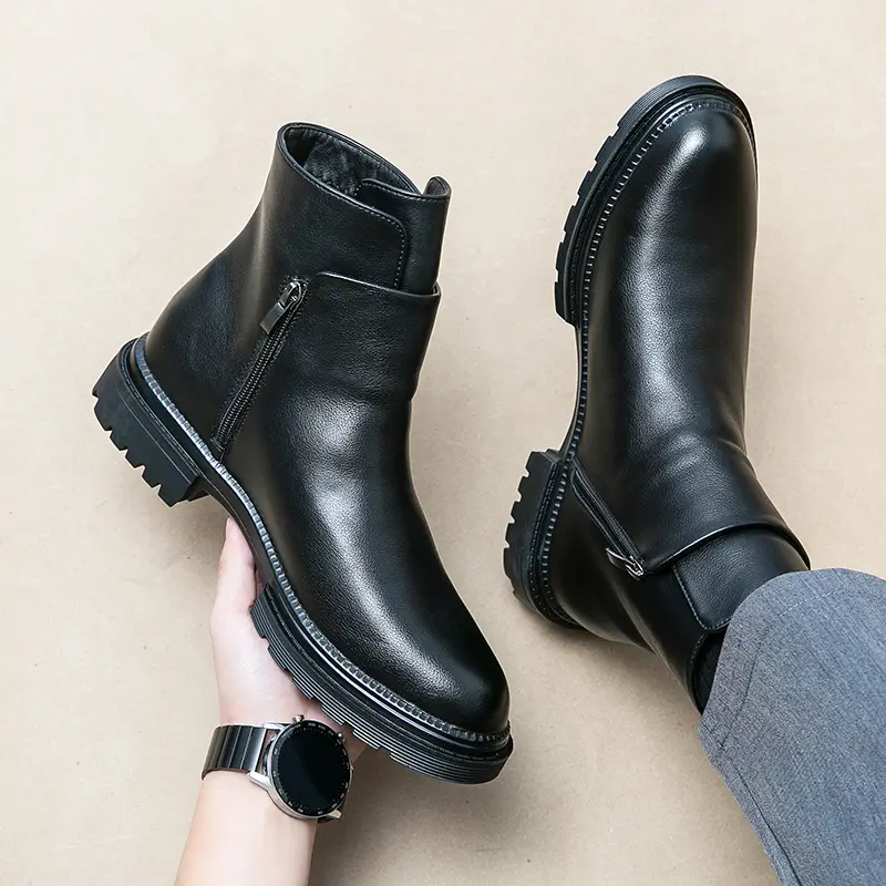 Men's Business Fashion Zipper Side Ankle Boots,Casual Outdoor Boot, Black Boots for Men, Formal Dress Shoes for Work Office, Male All-match Commuter Shoes for Daily Wear, Footwear, Closed Boy Walking Shoes tiktokshopbacktoschool