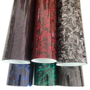 New 2026 Premium PET Gloss Forged Carbon Fiber Vinyl Wrap Roll Self Adhesive Decal Vehicle Car Wrapping Foil car decoration accessoriess