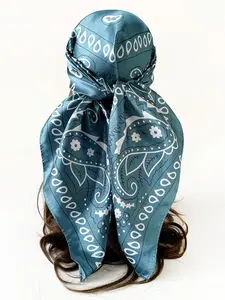 Classic Walnut Silk Scarf, 90cm Women's New Headscarf, Simulated Silk Satin Square Decorative Head Wrap