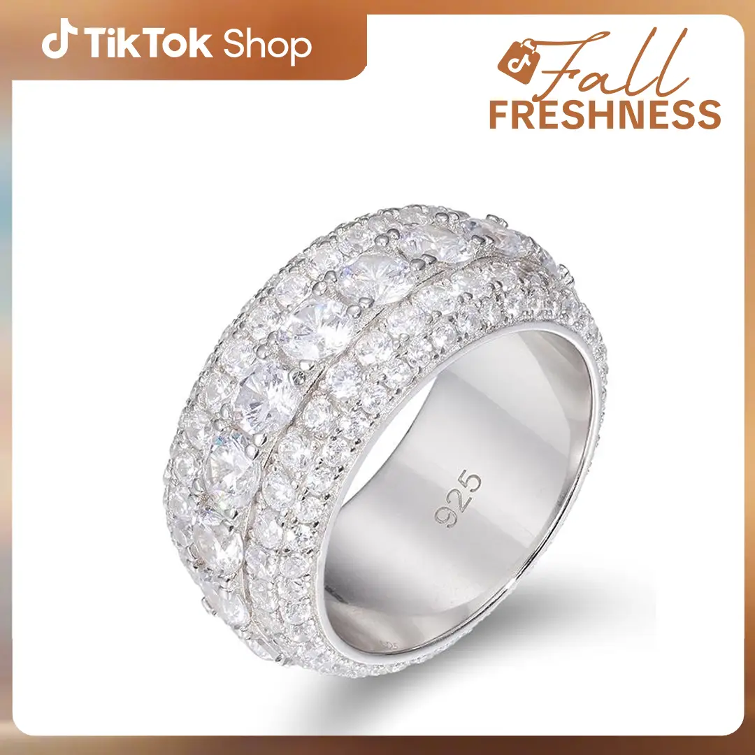 【#R60 】UCCIYO Fine Jewelry VVS1 Synthetic Moissanite Rings For Men Hip Hop Pave Setting S925 Sterling Silver Rings Hip Hop Jewelry FallFreshness