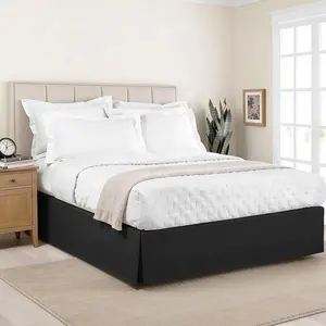 Tailored Box Pleats Bed Skirt 14 Inch Drop Queen Size Black