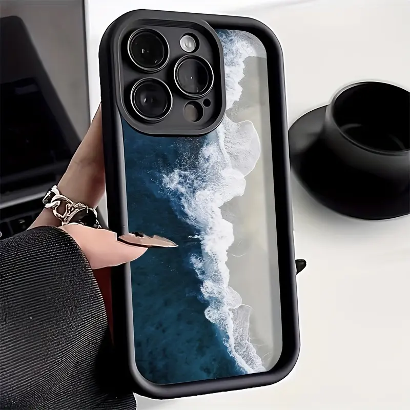 Ocean Beach Fashion Silicone Phone Case, TPU Lens Protection Durable Soft Cover Compatible with iPhone 17 Pro Max,16,16e,15,14 Plus,13,12 Mini,11,Air,X,XS - Ideal Gift