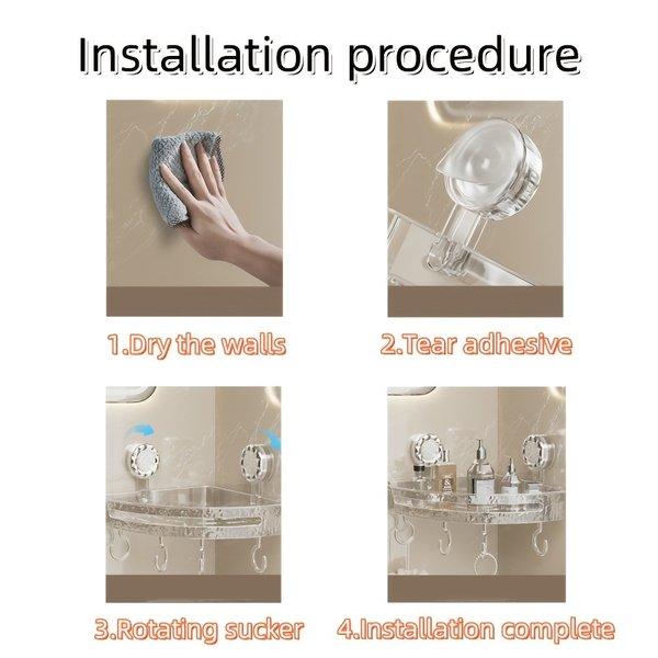 Waterproof Corner Shower Shelf with Suction Cups – Transparent Wall Mounted Bathroom Organizer, Strong Hold Storage Rack for Kitchen Bedroom Bathroom Waterproof Corner Shower Shelf with Suction Cups – Transparent Wall Mounted Bathroom Organizer, Strong Hold Storage Rack for Kitchen Bedroom Bathroom