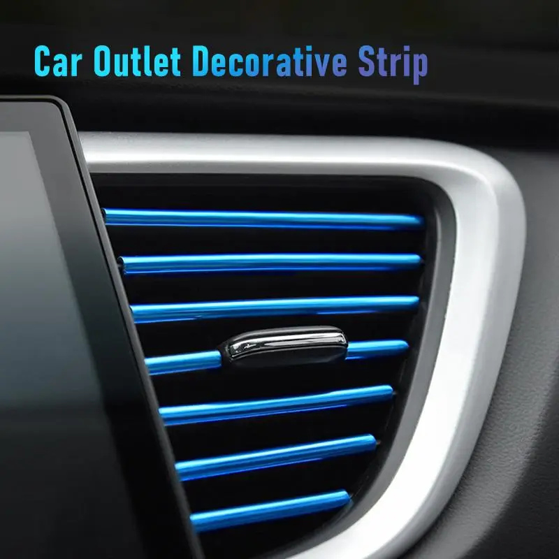 Car Air Conditioner Vent Outlet Trim Strip, 10pcs/pack Chrome Shiny Car Trim Strip for Decoration, Car Accessories