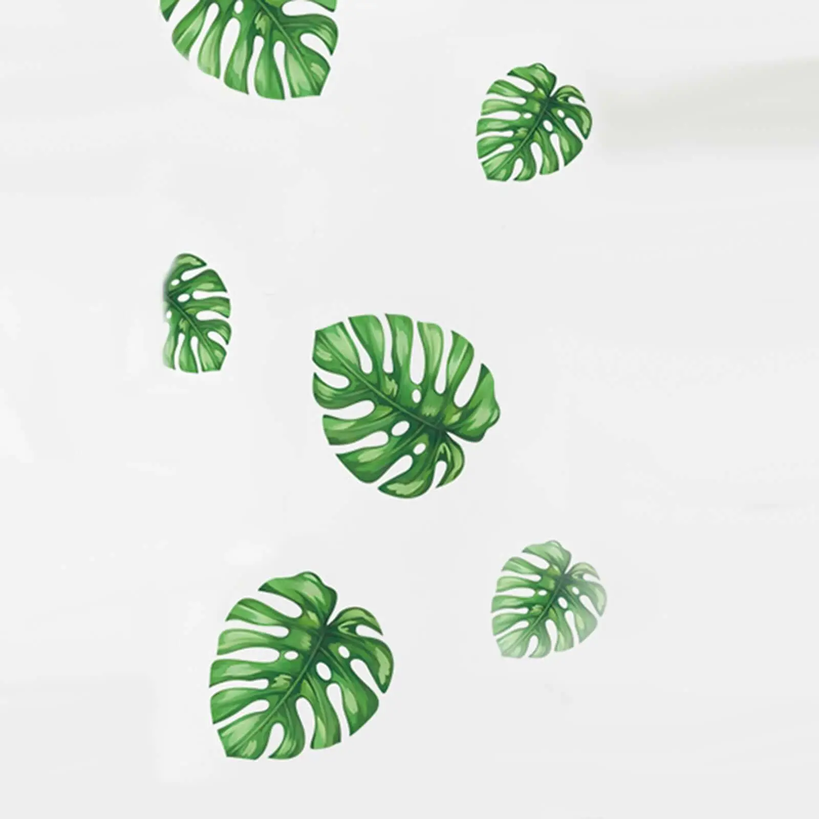 Green Tropical Monstera Leaves Decorative Wall Art Stickers, Vinyl Self-Adhesive Peel-and-Remove Home Decor Stickers for Living Room