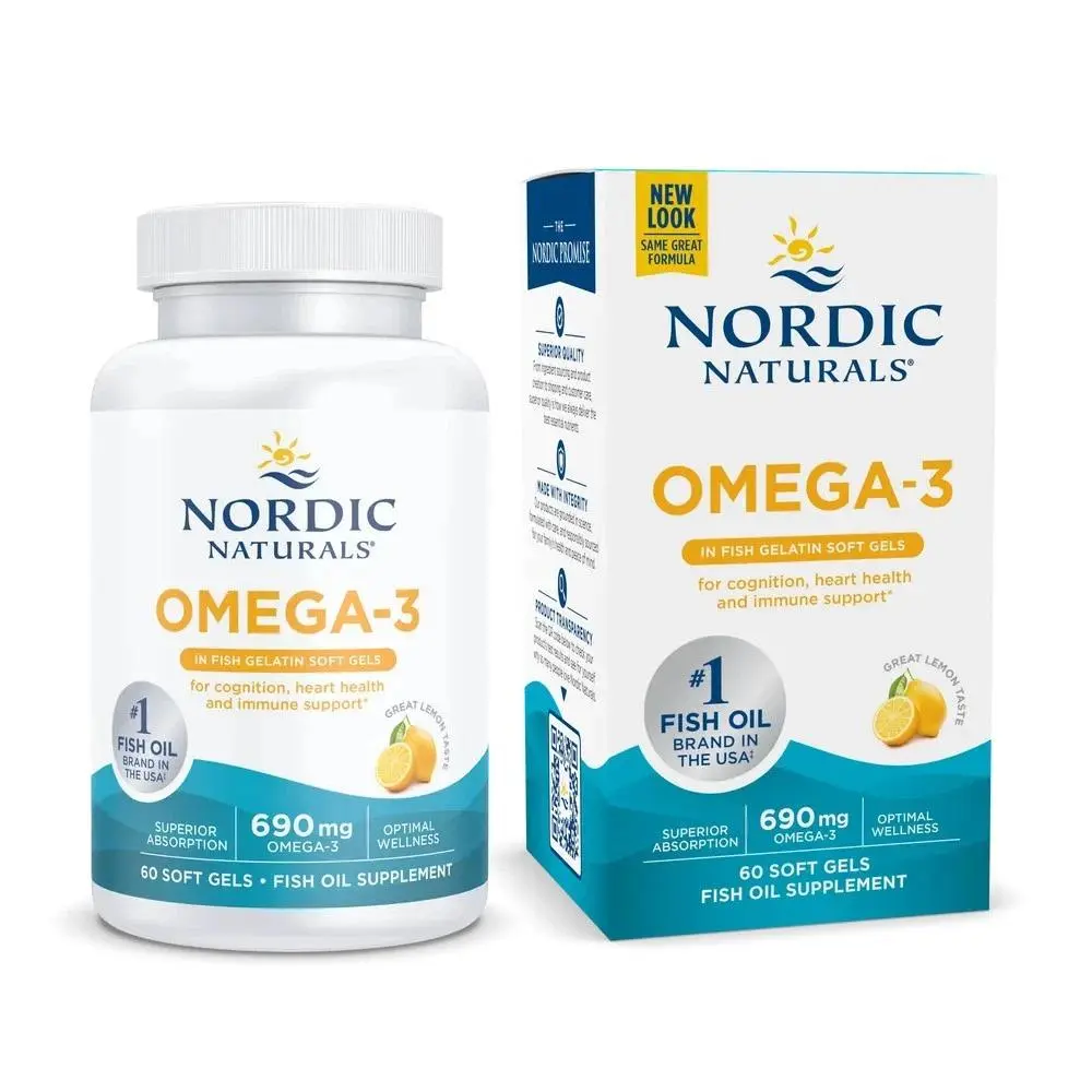 Nordic Naturals Omega Fish Gels - Lemon Flavor Omegas-3 Soft Gels, 60 Ct Advanced Wellness Supplement