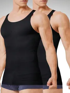 Men’s 2-Pack Sleeveless Compression Body Shaper Tank Tops – Slimming Undershirt for Fitness and Posture Support