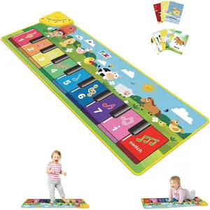 Floor Piano Mat for Toddlers, Sensory Educational Dancing Musical Keyboard Carpet Toy, Animal Sounds Touch Playmat Blanket, for 1 to 5 Years Old Boy and Girl