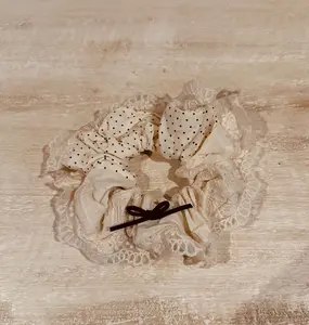 Polka Dot Embroidered Hair Scrunchie