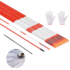 【DealsForYouDays】VEVOR Driveway Markers, 20Pcs 58 in Long 5/16 in Dia, Hi-Visibility Driveway Reflectors with 12 in Steel Drill Bits, Reflective Snow Sticks Fiberglass Pole for Parking Lots, Walkways, Snow Plowing
