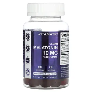 Vitamatic Vegan Melatonin Gummies, Natural Strawberry, 10 mg, 60 Gummies