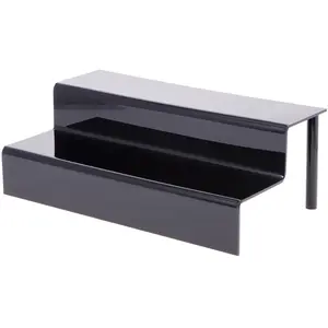 Plymor Black Acrylic 2-Step Display Stairs, 6.25" H x 18" W x 10.5" D