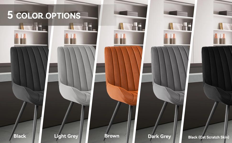 Modern Dining Chairs Set of 4, Comfy Dining Room Chairs with Thick Cushions, Upholstered Fabric Kitchen Side Chairs with Metal Legs,